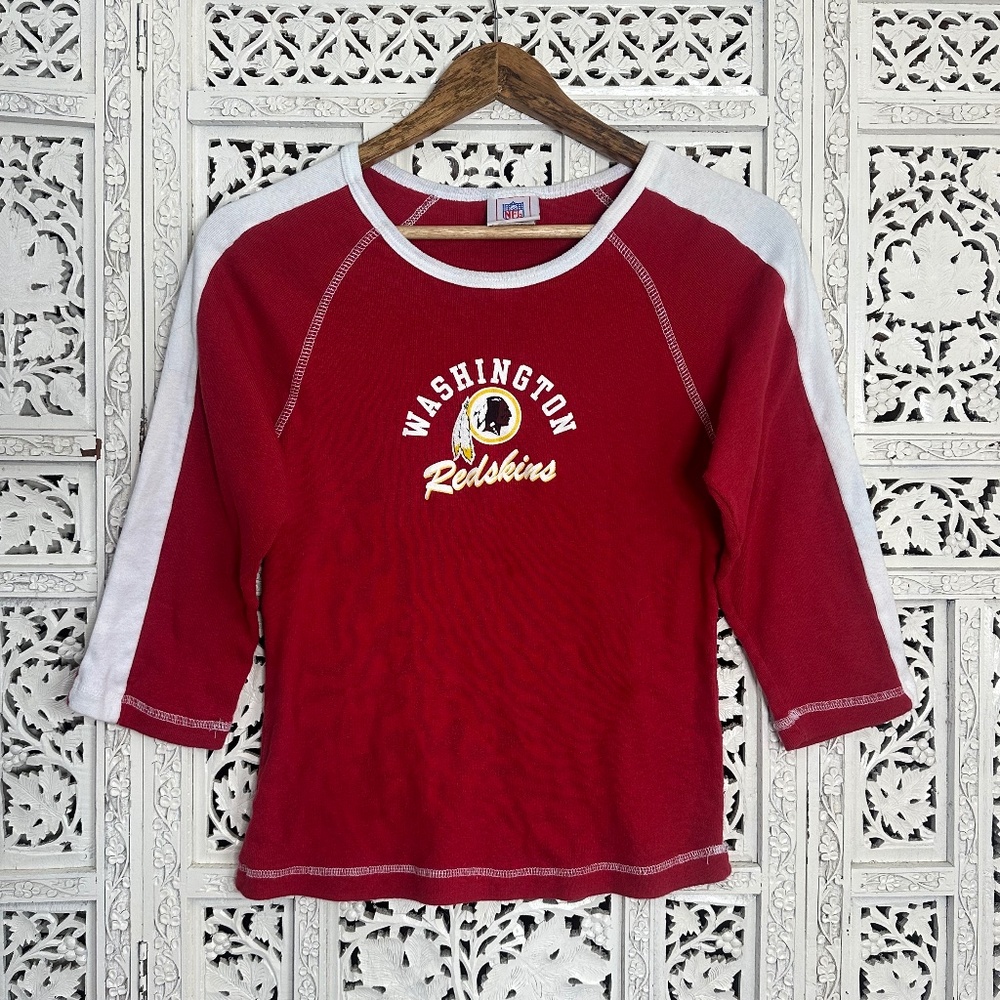 Washington Redskins Commanders Red & White Sportswear 3/4 Sleeve‎ Ribbed Shirt
